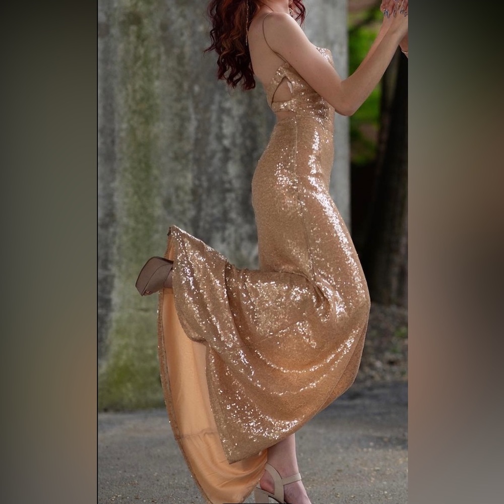 Gold Sparkly Long Formal Dress